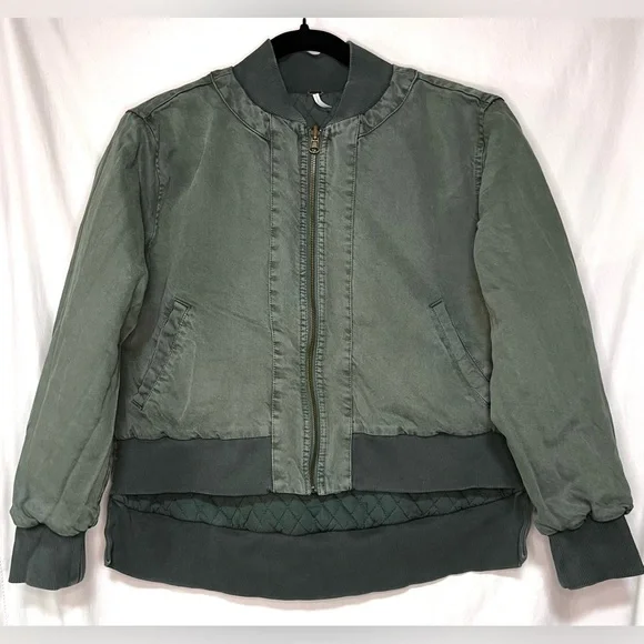 YFB Colton Reversible Cotton Quilted Bomber Jacket Army Green Outdoor Winter - Picture 3 of 13